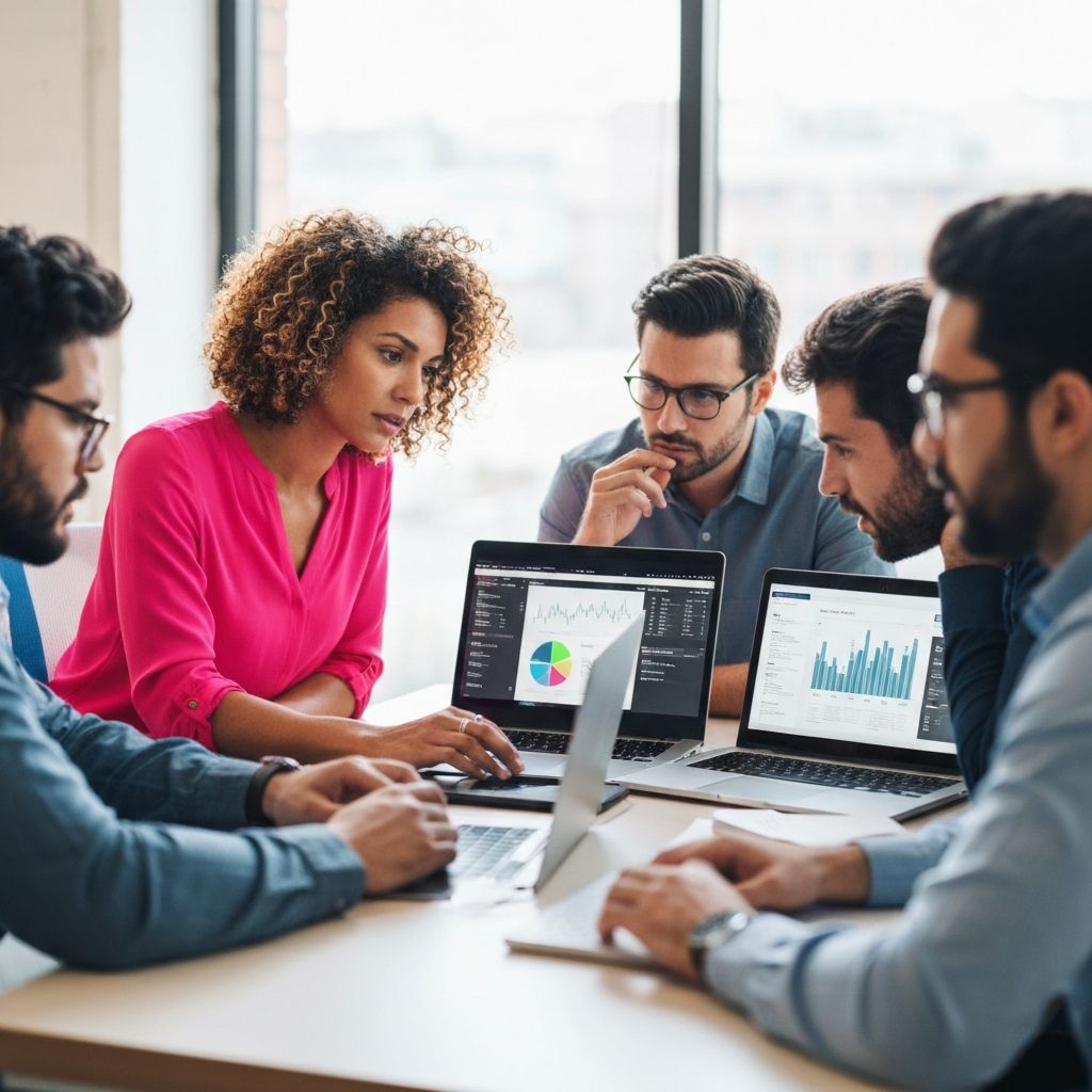 Cybersecurity professionals collaborating